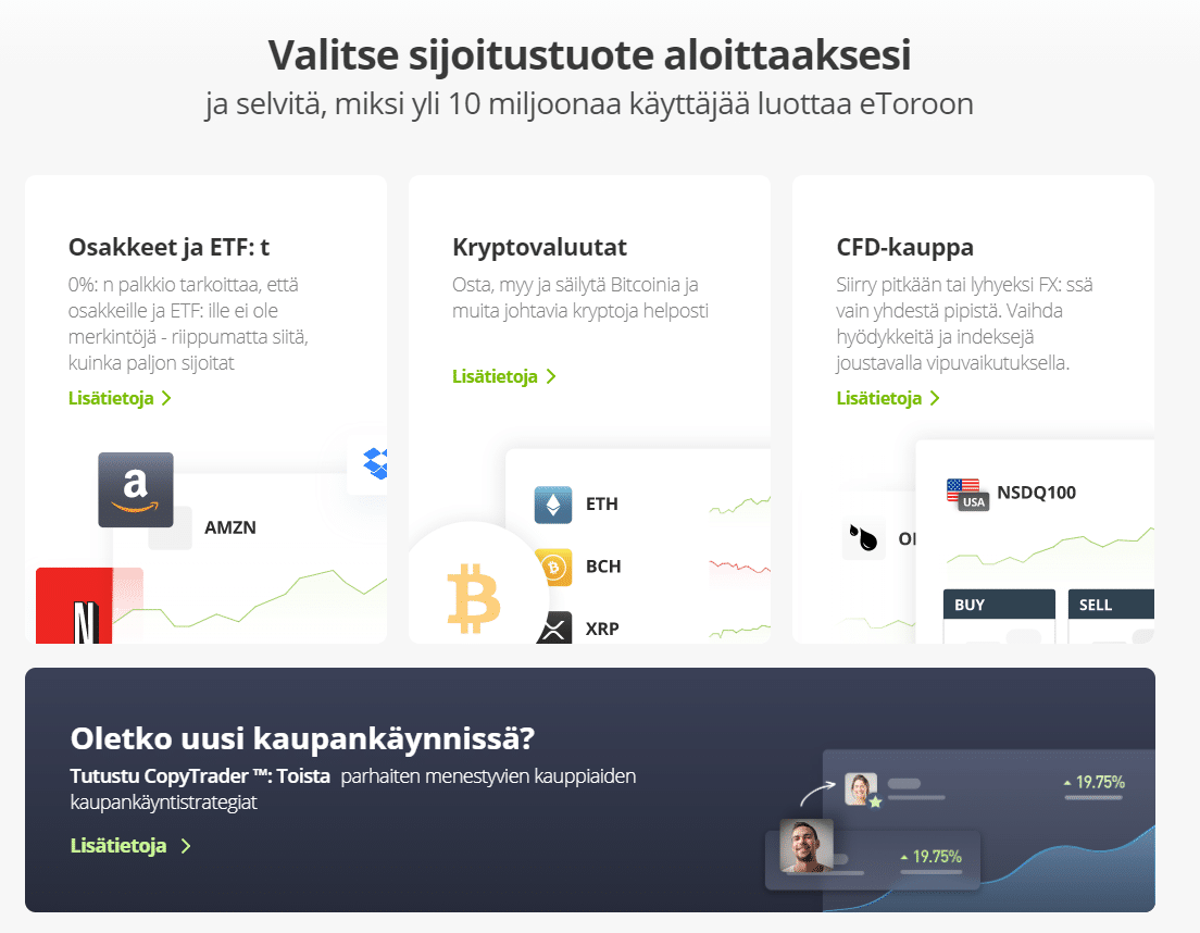 eToro sijoituskohteet